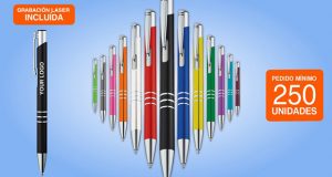 Bolígrafos metálicos grabados a láser con su logo desde 0,68 €