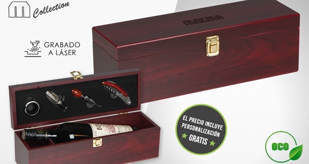Caja Botellero de Madera personalizada con Grabado a Láser desde 22,02 €