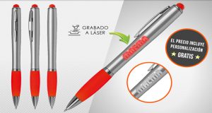 Bolígrafo con luz LED de color personalizado con grabado a láser con su logo desde 0,42 €
