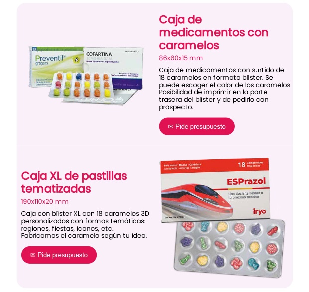 Cajas medicamentos y pastillas con caramelos