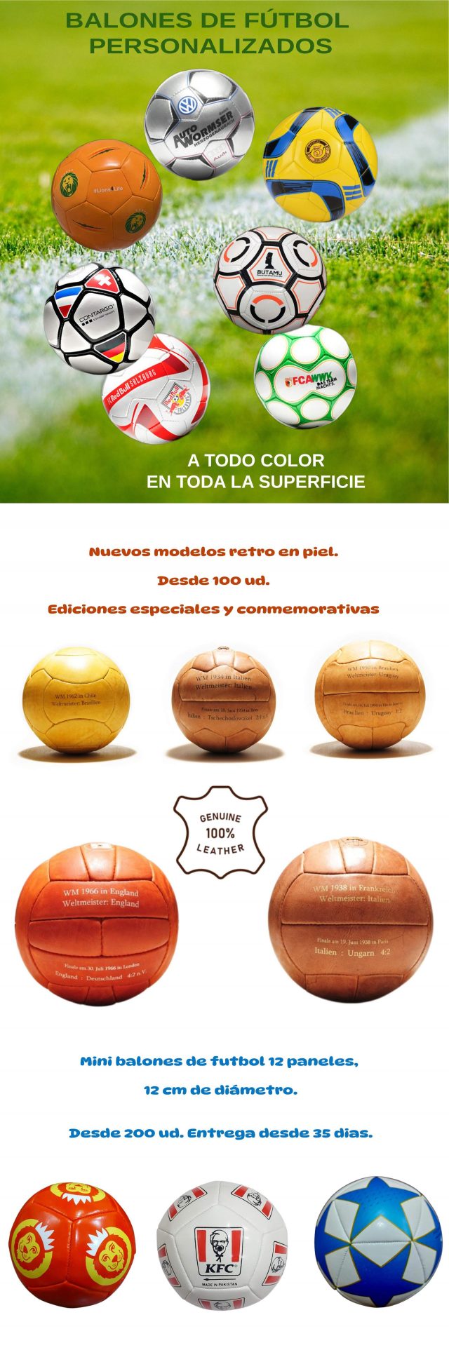 Balones de fútbol personalizados - nuevos modelos piel y mini