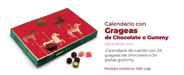 Calendario de Grageas de Chocolate o Gummy