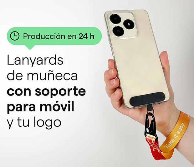 Nuevas llegadas: lanyards de muñeca con soporte para móvil y tu logo