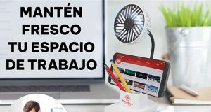 Ventilador portamóvil y portalápices - Mantén freco tu espacio de trabajo