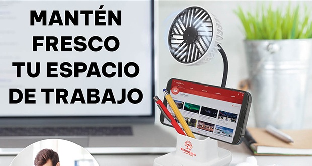 Ventilador portamóvil y portalápices - Mantén freco tu espacio de trabajo
